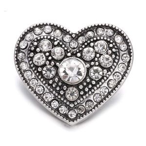 Snap! Button white rhinestone heart